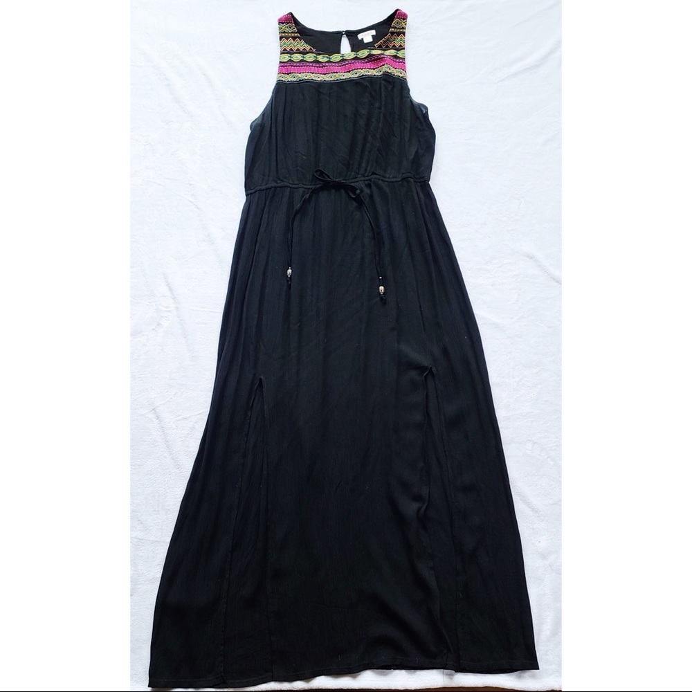 Black Embroidered Maxi Dress